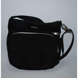 Travelon Black Crossbody Travel Handbag – Gray Interior – Used Good Condition